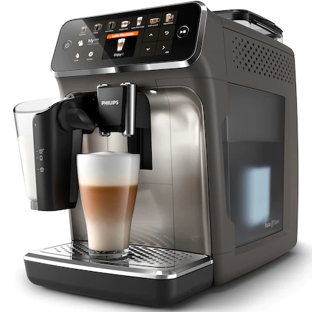 Espressor automat Philips Seria 5400, EP5444/90, sistem de lapte LatteGo, 12 bauturi, 15 bar, display digital TFT si pictograme color, filtru AquaClean, rasnita ceramica, optiune cafea macinata, functie MEMO 4 profiluri
