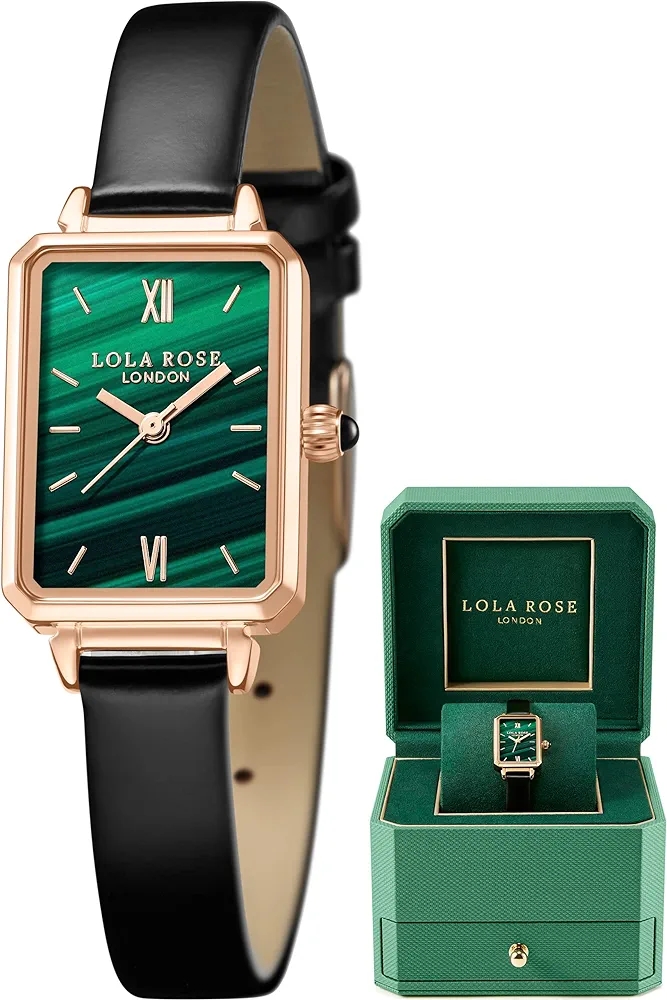 Ceas de mână Lola Rose Dainty pentru femei: cadran verde malachit, ambalat în cutie cadou elegantă – LONDON